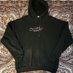 Vintage Seattle Washington Black Hoodie — Size XXL